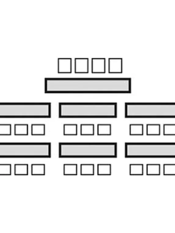 Einfaches Organigramm mit hierarchischer Struktur und rechteckigen Feldern